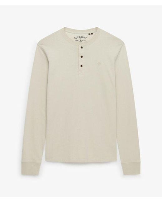 Homme T-Shirt Grandad Classic Essential Taille Superdry pour homme en coloris Natural