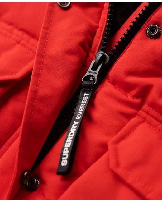 Superdry Red Hooded Everest Puffer Bomber Jacket