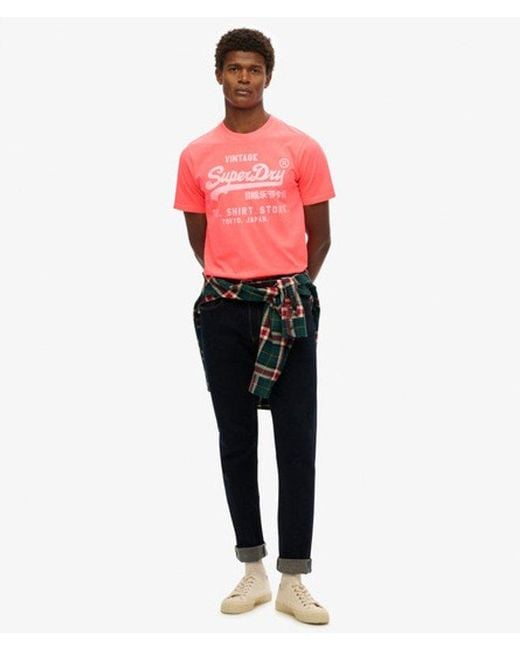 Superdry Red & Co Vintage Logo Neon Relaxed T-shirt for men