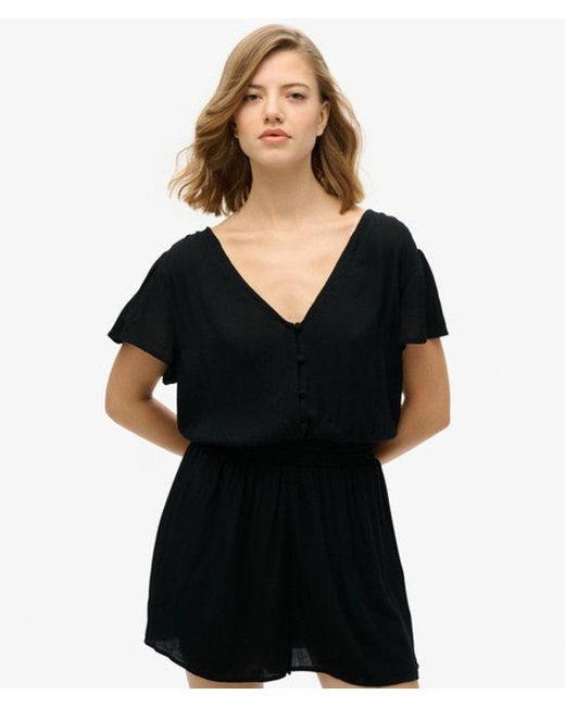 Superdry Black Short Sleeve Playsuit