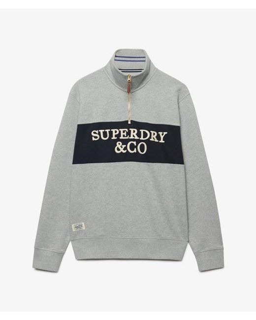 Superdry Gray & Co Company Logo Half Zip Sweatshirt for men
