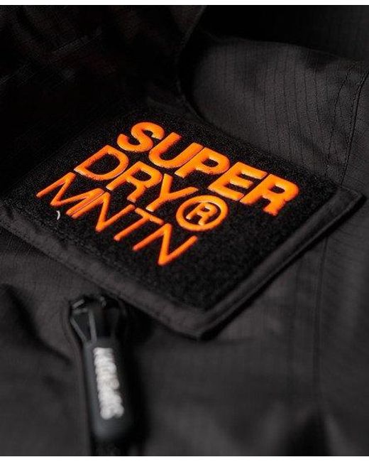 Superdry Black Quilted Hooded Mountain Windbreaker Jacket for men