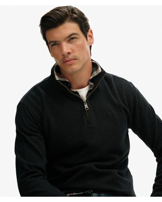 Superdry Black & Co Ribbed Half Zip Jumper for men