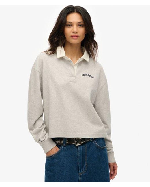 Superdry Gray Athletic Essentials Graphic Rugby Shirt
