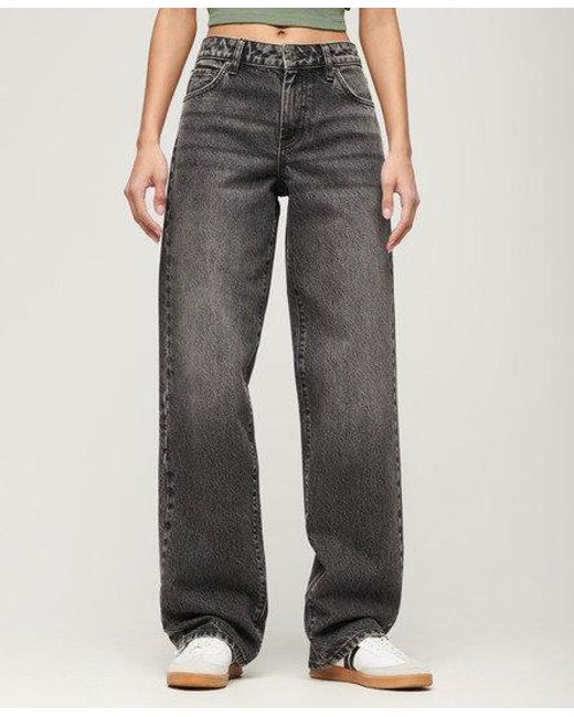 Superdry Gray Mid Rise Wide Leg Jeans