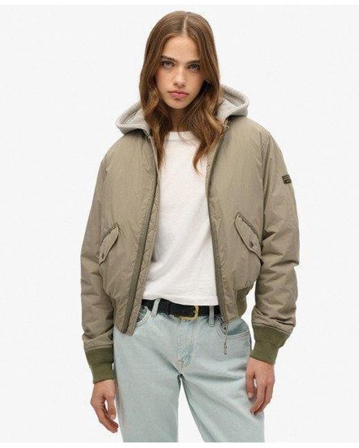 Superdry Ma1-bomberjack Met Capuchon in het Natural