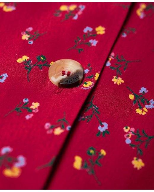 Superdry Red Darcy Button Through Dress Ditsy