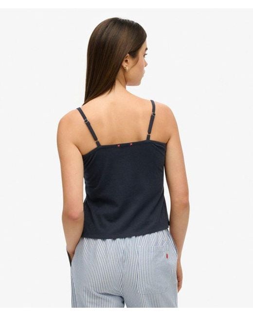 Superdry Blue & Co Lace Button Through Cami Top