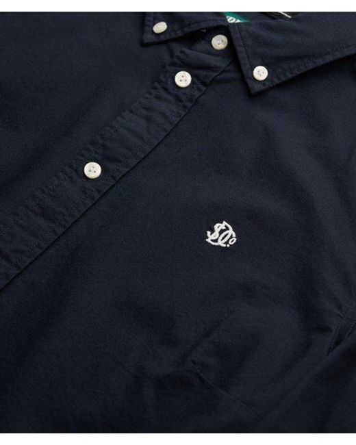 Superdry Blue Slim Oxford Button Down Long Sleeve Shirt