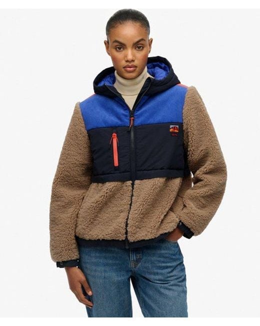 Superdry Blue Hooded Fleece Jacket