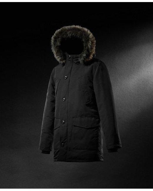 Superdry Black Everest Faux Fur Hooded Parka Coat for men