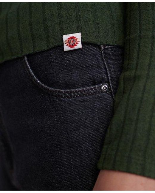Superdry Green Button Through Rib Top Ive Marl