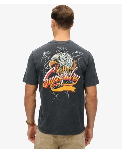 Superdry Black & Co Biker Rock Graphic Crew Neck Loose Tee for men