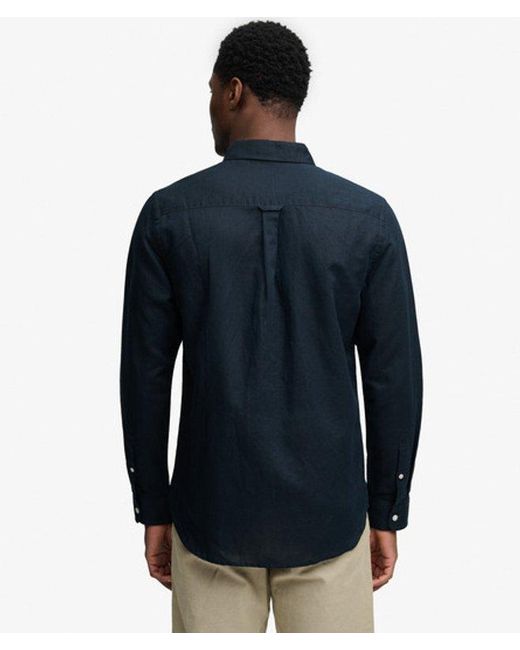Superdry Blue & Co Cotton Linen Long Sleeve Shirt for men
