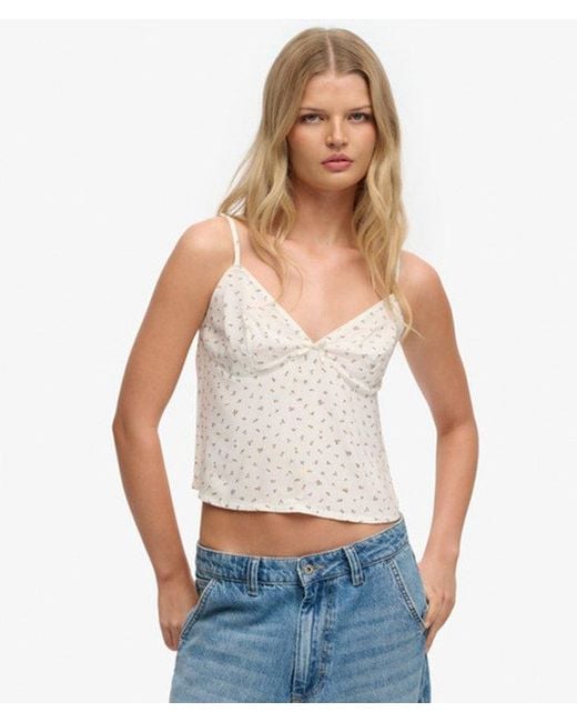 Femme Top À Bretelles Imprimé Taille Superdry en coloris White