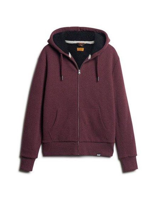 Superdry Purple Essential Borg Lined Zip Hoodie for men