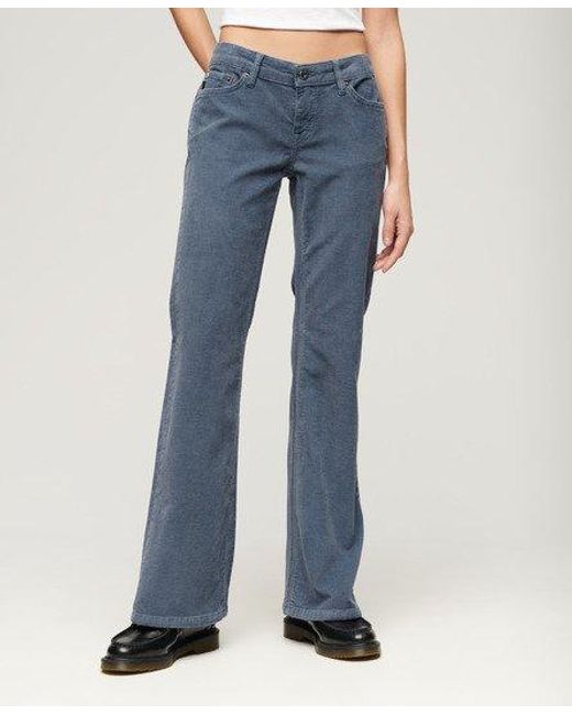 Superdry Blue Low Rise Cord Flare Jeans