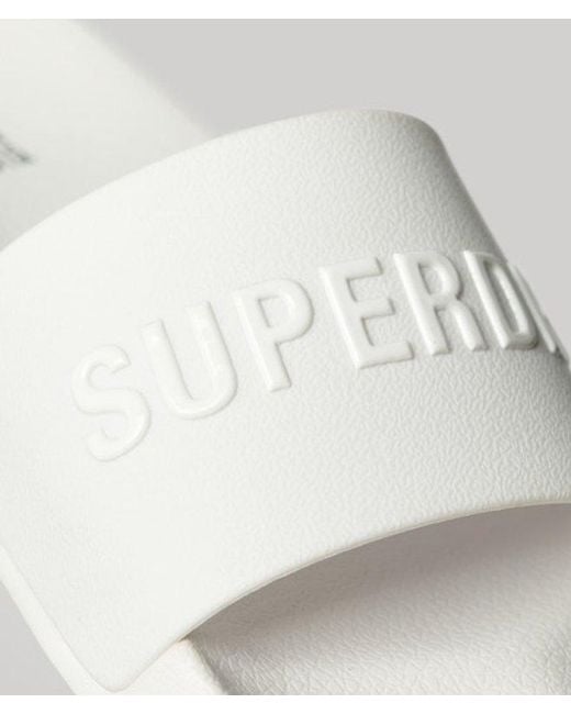 Superdry White & Co Vegan Logo Pool Sliders