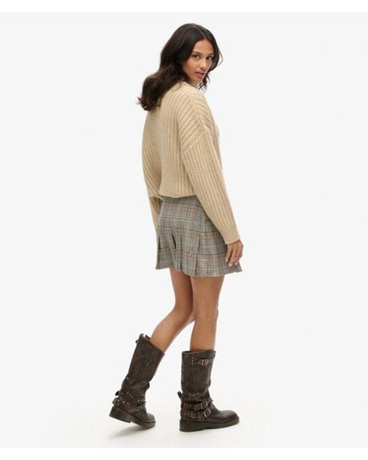 Superdry Natural & Co Vintage Tweed Pleat Mini Skirt