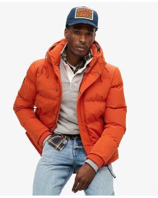 Superdry Korte Everest Pufferjas Met Capuchon in het Orange voor heren
