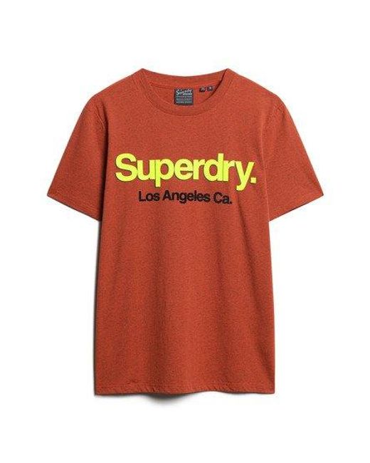 T-shirt classique à logo core washed Superdry pour homme en coloris Red