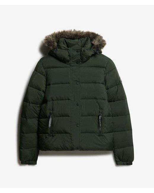 Superdry Green & Co Slim Fit Logo Patch Hooded Mid Layer Short Jacket