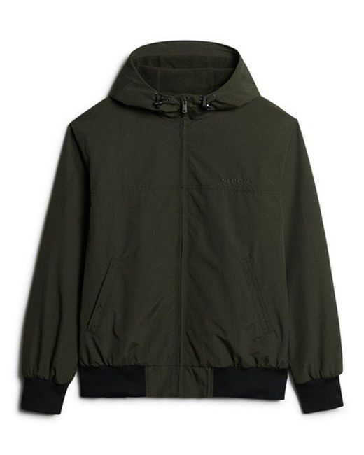 Superdry Black Oversized Surplus Nylon Hooded Bomber Jacket