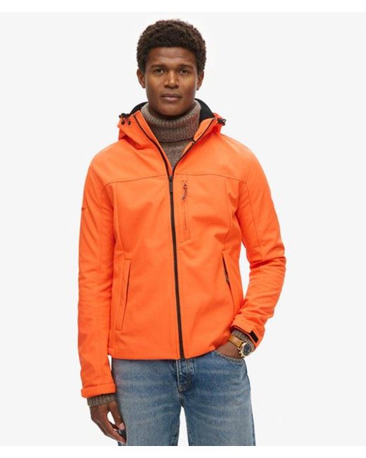 Superdry Orange & Co Lightweight Embroidered Logo Hooded Soft Shell Trekker Jacket for men