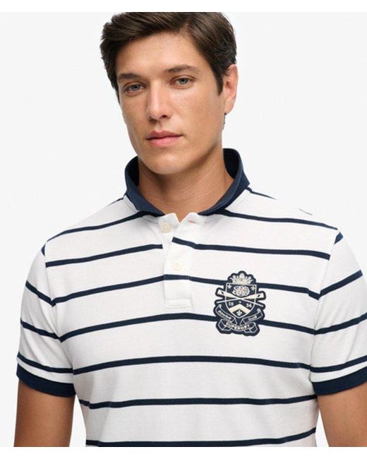 Superdry Blue & Co Crest Stripe Polo Shirt for men