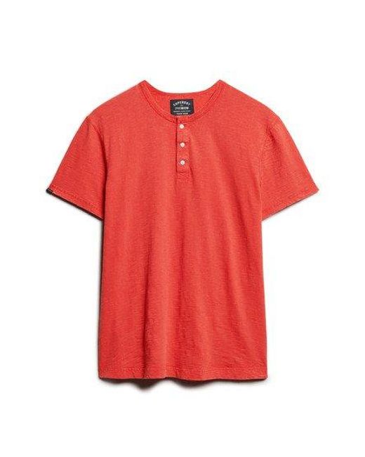 Superdry Red Short Sleeve Grandad Top for men