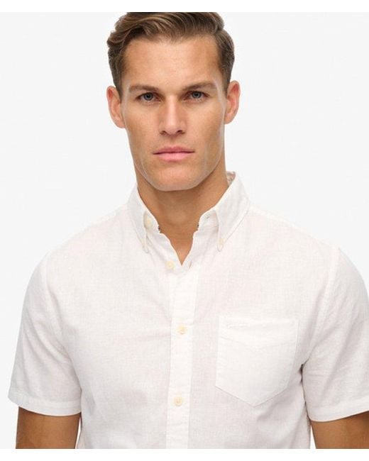 Superdry White & Co City Cotton Linen Short Sleeve Shirt for men