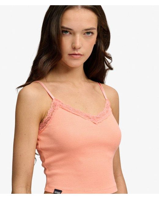 Superdry Natural & Co Essential Lace Trim Cropped Cami Top