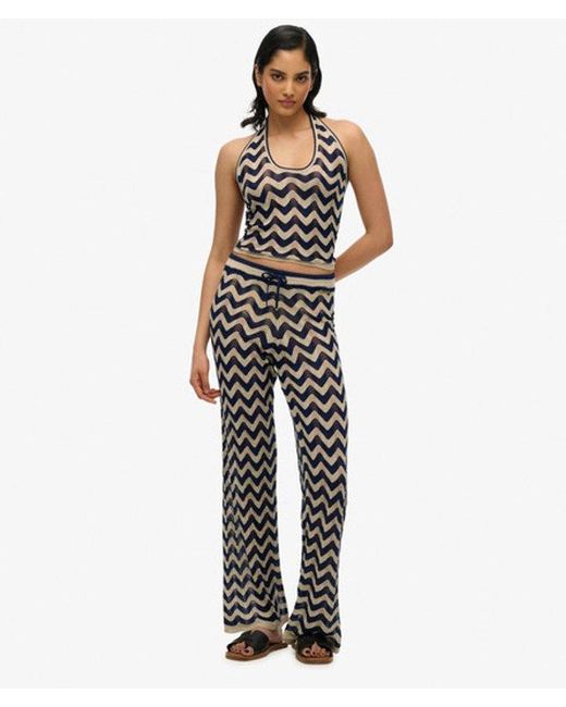 Superdry Blue & Co Zigzag Knit Wide Trousers