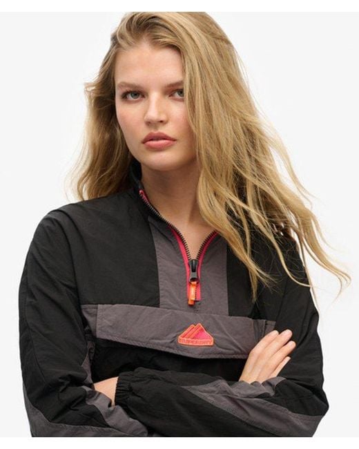 Superdry Black Colourblock Track Overhead Jacket