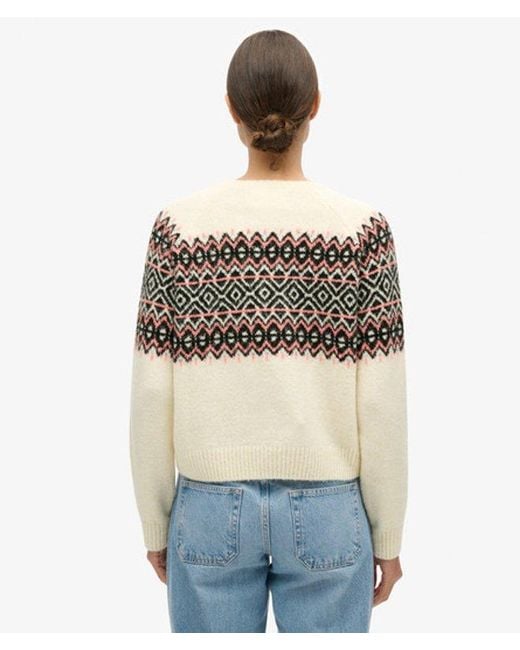 Superdry Gray Fairisle Pattern Crew Jumper