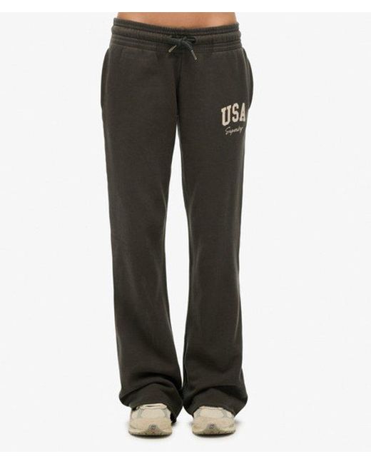 Superdry Athletic Essentials joggingbroek Met Lage Taille En Wijde Pijpen in het Gray