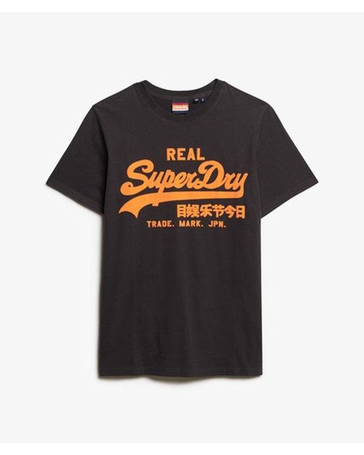 Superdry Brown Neon Vintage Logo Graphic T-Shirt for men