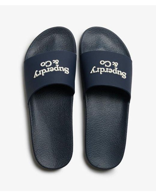 Superdry Blue & Co Company Logo High Build Sliders for men