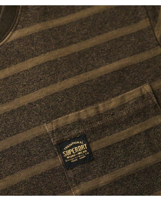 Superdry Green & Co Textured Stripe Pocket T-shirt for men