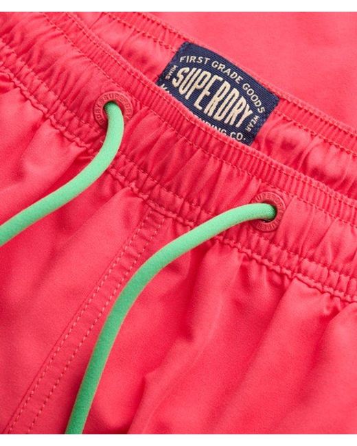 Superdry Red Printed Logo 16-Inch Swim Shorts for men