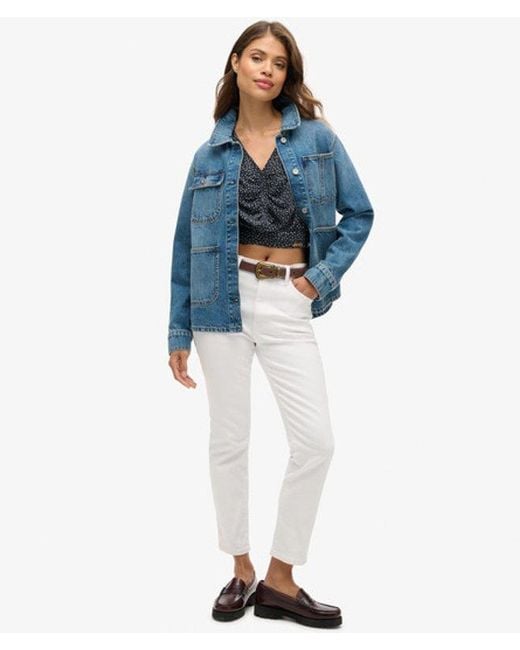 Superdry Blue Vintage Tie Front Top