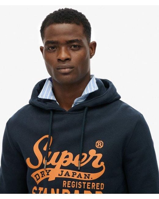 Superdry Blue Standard Script Hoodie for men