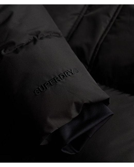 Superdry Black & Co Hooded Mid Length Sports Puffer Jacket