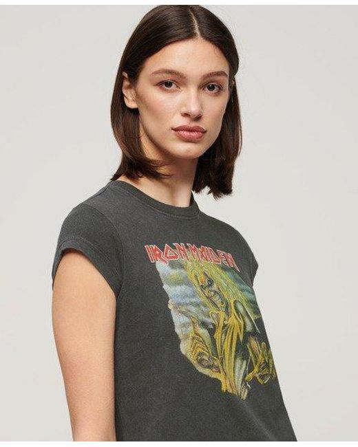 Superdry Green Iron Maiden X Cap Sleeve Band T-shirt