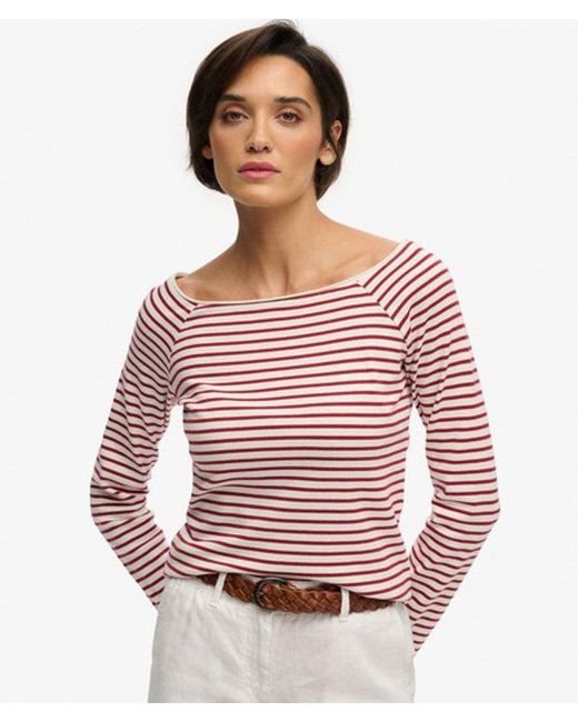 Superdry Red Bardot Off Shoulder Top