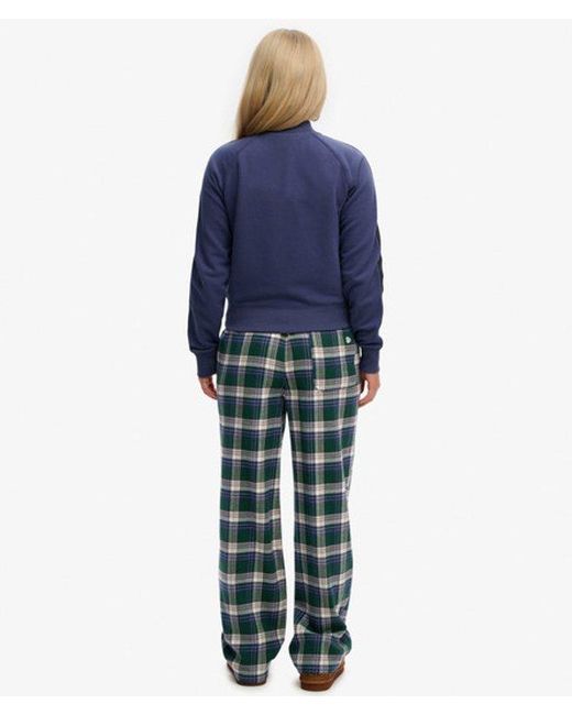 Superdry Blue & Co Cotton Check Elastic Trousers