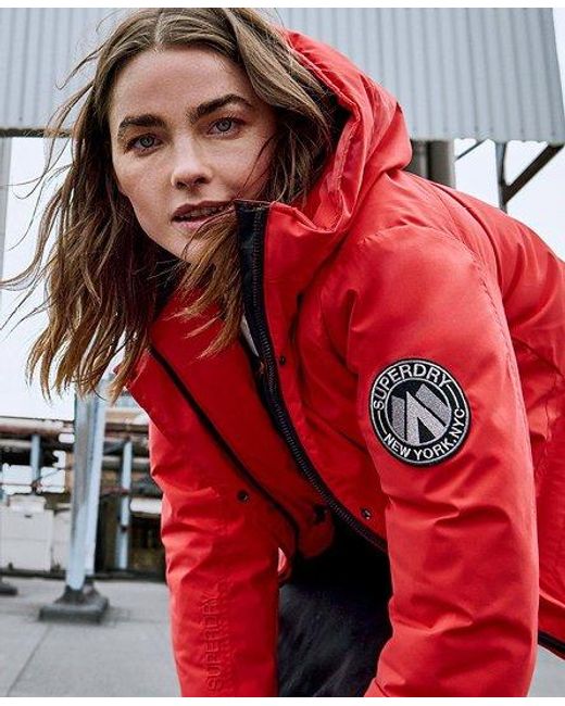 Superdry City Padded Parka Jacket in Red | Lyst UK
