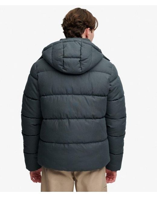 Superdry Black & Co Premium Hooded Check Puffer Jacket for men