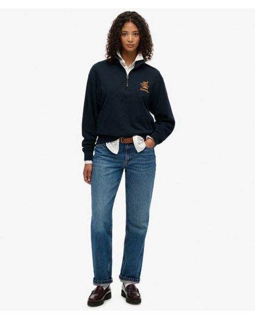 Superdry Blue & Co Country Club Crest Half Zip Sweatshirt