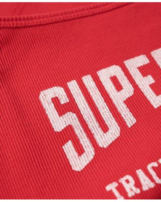 Superdry Red Athletic College Graphic Rib Cami Top